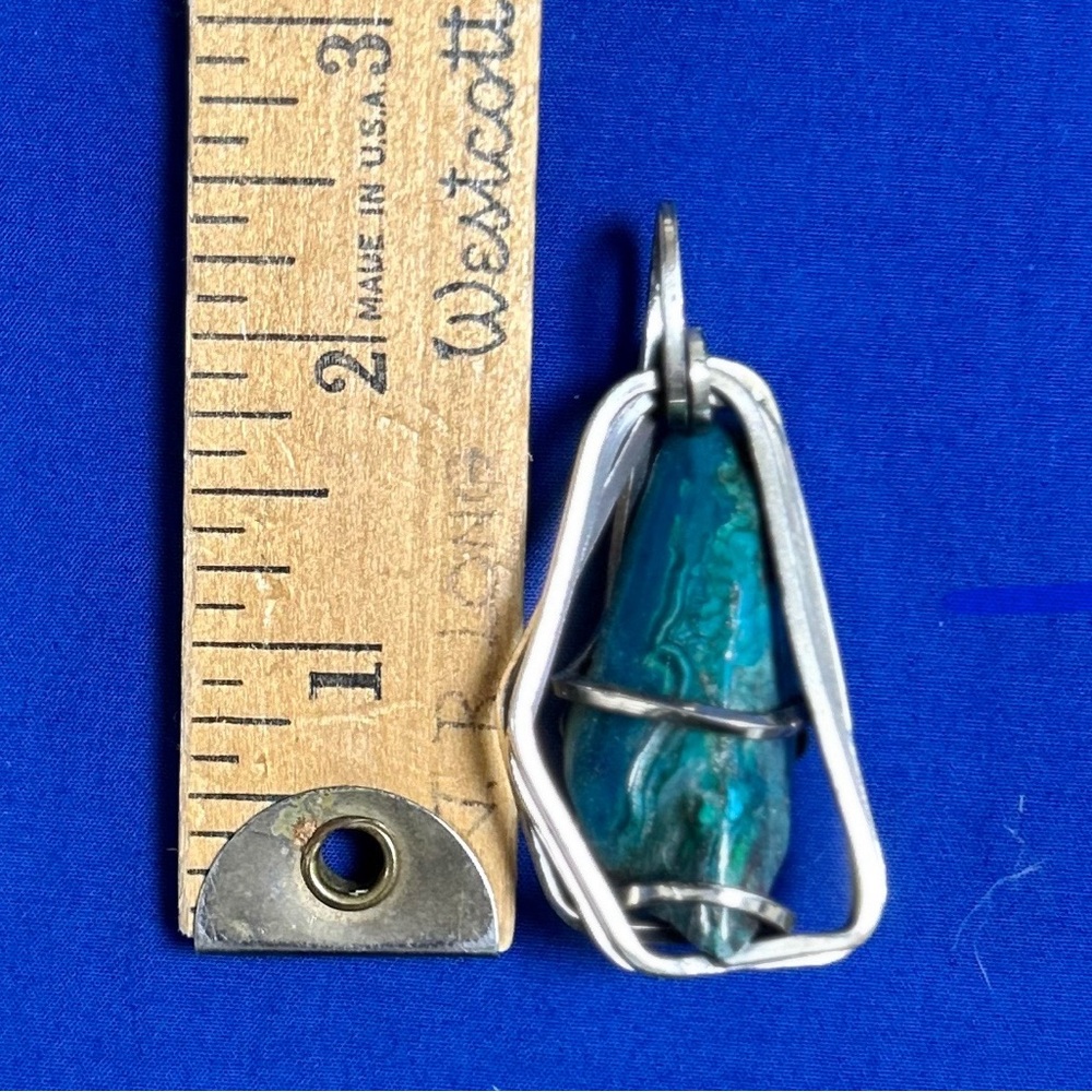 ! VTG Unique & Modernistic Chrysocolla and Sterling pendant / Pin Combo.